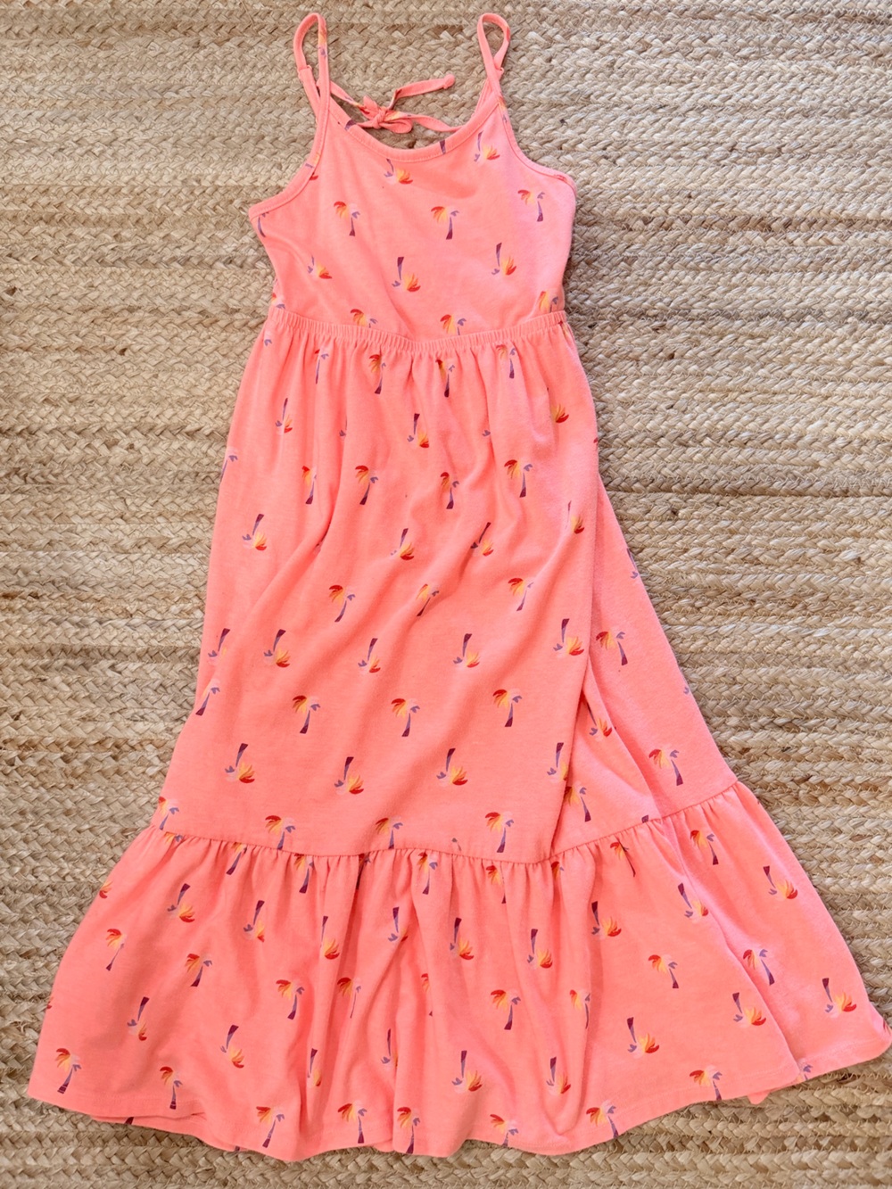 Cat & Jack Coral Pink Maxi Dress with Small Multicolor Print